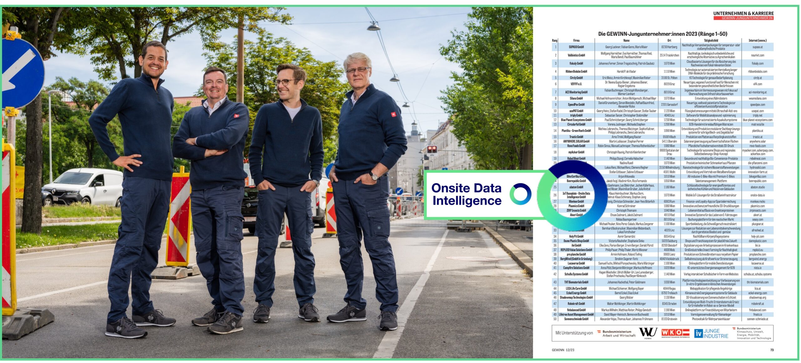 Onsite Data Intelligence zählt zu den TOP 100 Startups Österreichs